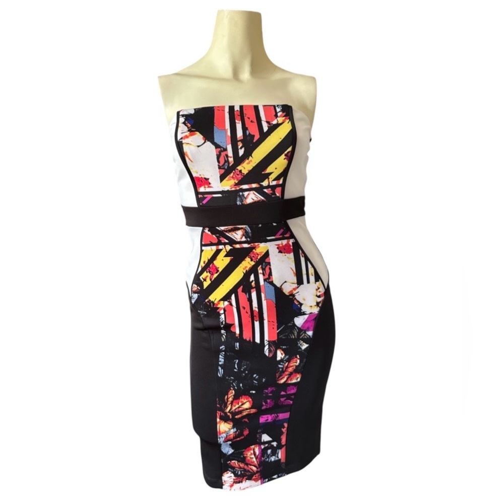 Bailey Blue Black White Multicolor Silhouette A-line Size small sleeveless Dress